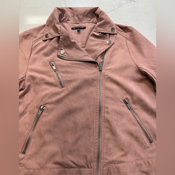 Staccato Mauve Faux Leather Women’s Moto Jacket Size Small - Picture 4 of 9